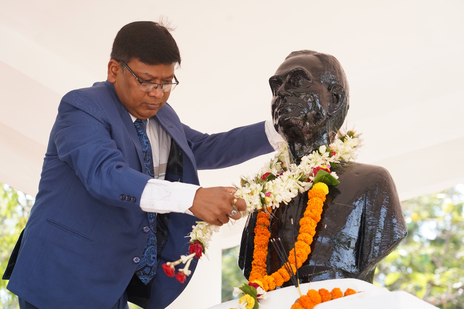 Paying Tribute at Dr. Ambedkar's Statue